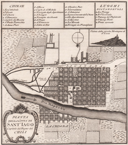 Piata della Citta di Sant'iago
Capitale del Regno del Chili [Santiago, Chile] 1763